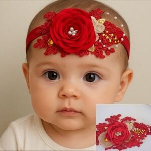 Baby Headbands🎀Charming Red Floral Kids Headband✨✨